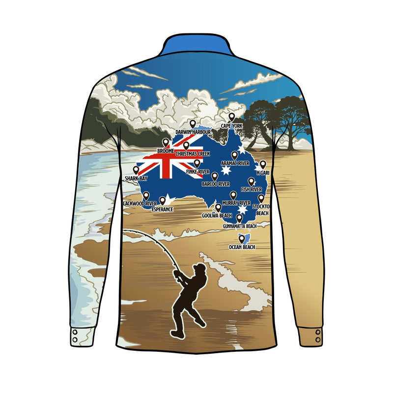 Load image into Gallery viewer, DMW Tracks and Tides Fishing Shirt - KIDS - DMW
