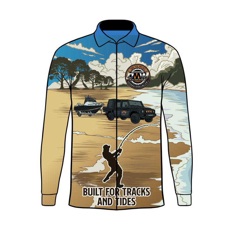 Load image into Gallery viewer, DMW Tracks and Tides Fishing Shirt - KIDS - DMW
